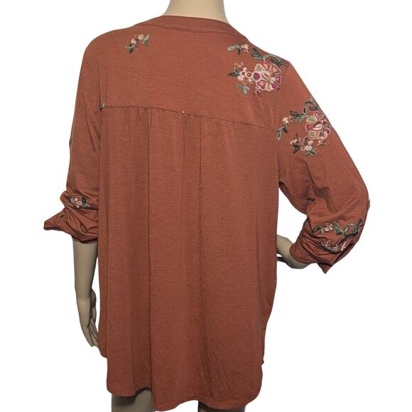 Anthropologie Fig And Flower Women's Size 1X Top Embroidered Boho - Picture 2 of 8
